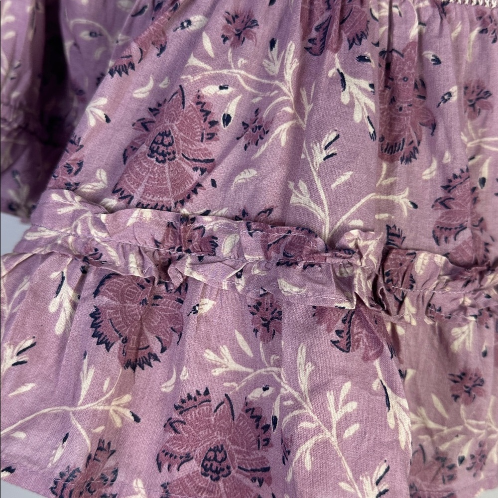 NEW American Eagle Smocked Peplum Purple Floral Ruffle Top Square Neck Large NWT - Picture 5 of 16